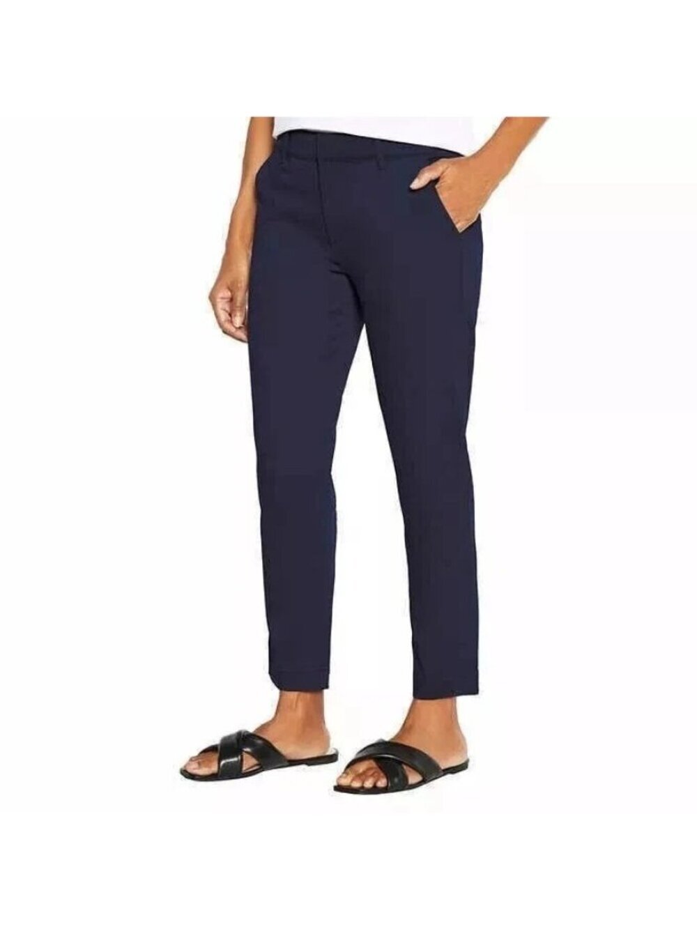 NWT Banana Republic Women's 4 Cropped Chino Pants Blue Slim Fit Cotton B0786